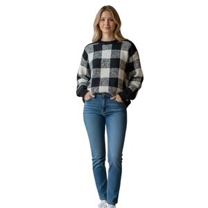 Elwood Black‎ and White Checkered Sweater NWT Size L